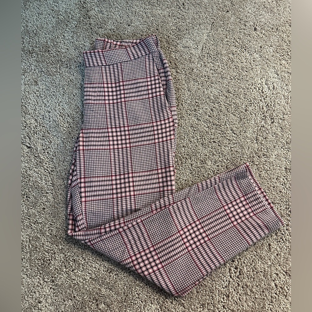 Pink plaid slacks